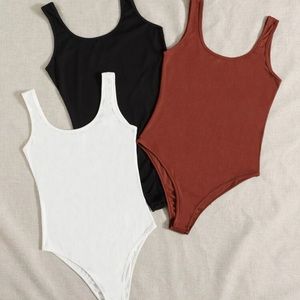 Solid Ribbed Knit Bodysuit.